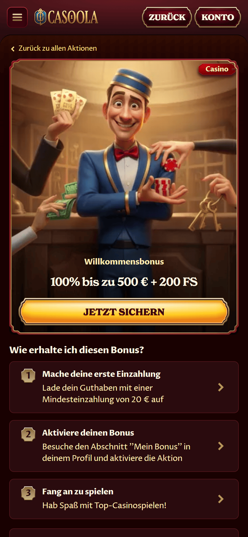 Casoola Casino Willkommensbonus